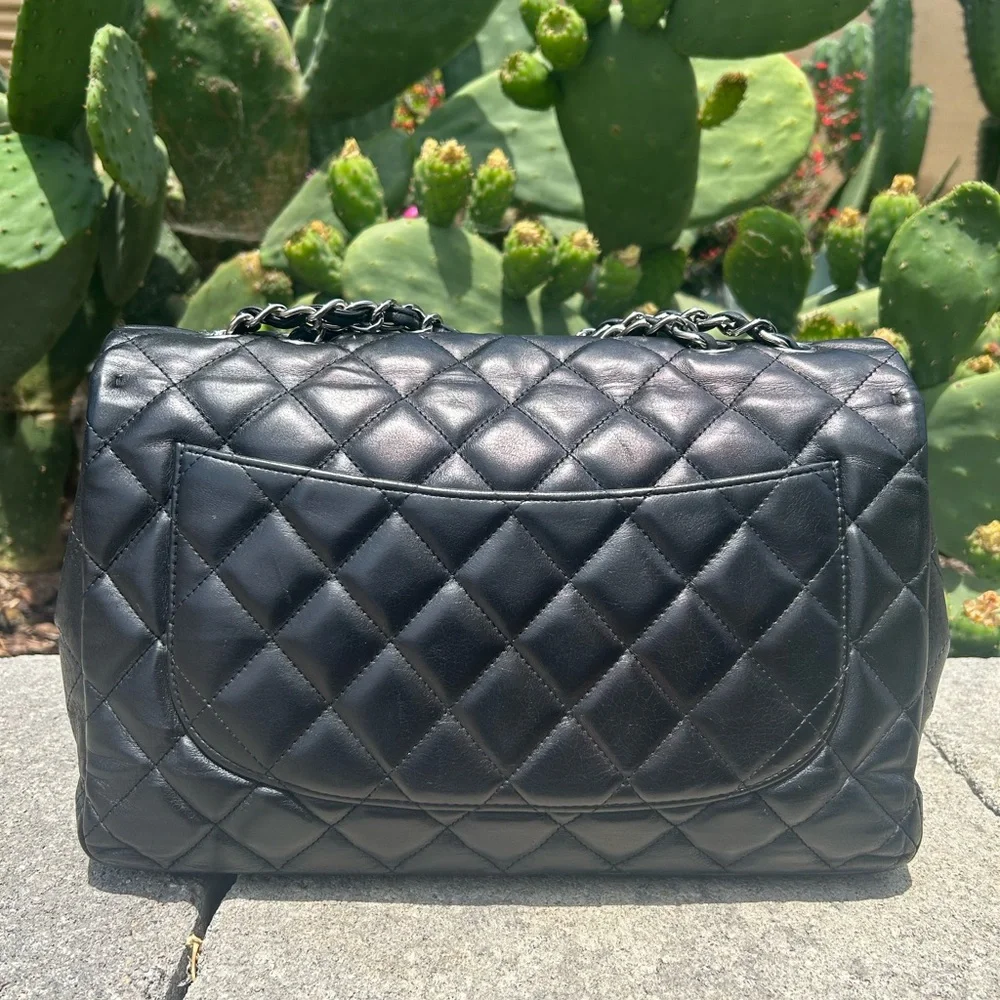CHANEL Black Quilted Lambskin Shoulder Bag with Silver Hardware - Picture 2 of 10